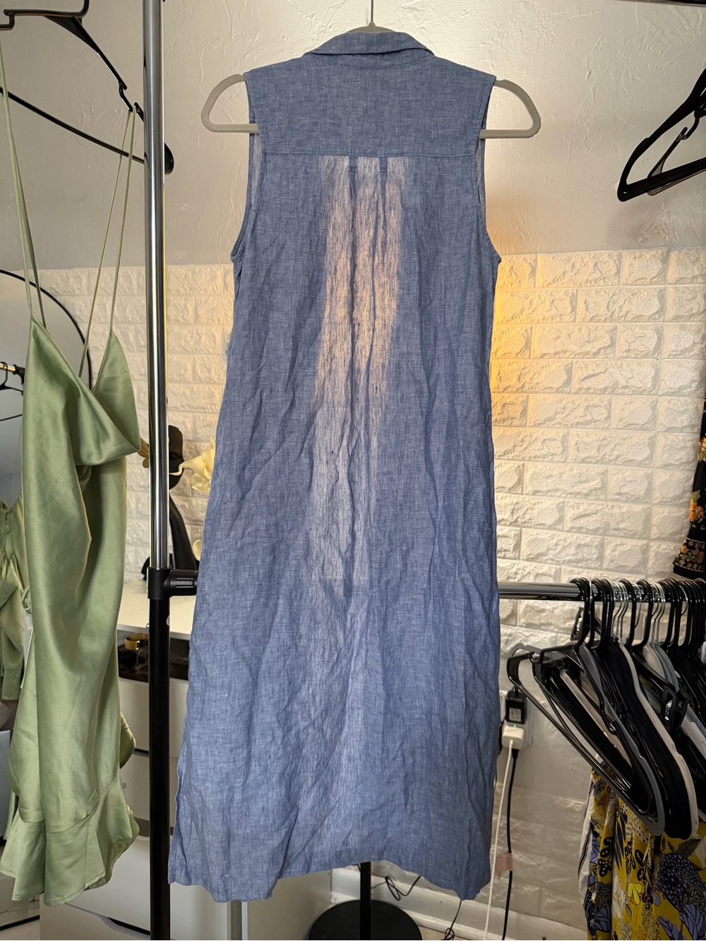 Tommy Bahama Sleeveless Chambray Blue Button-Front Maxi Dress S - Picture 2 of 6